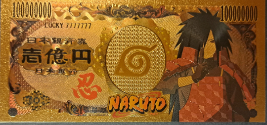 MADARA UCHIHA - Japanese Anime; .9999 GOLD Billion Yen; With display holder