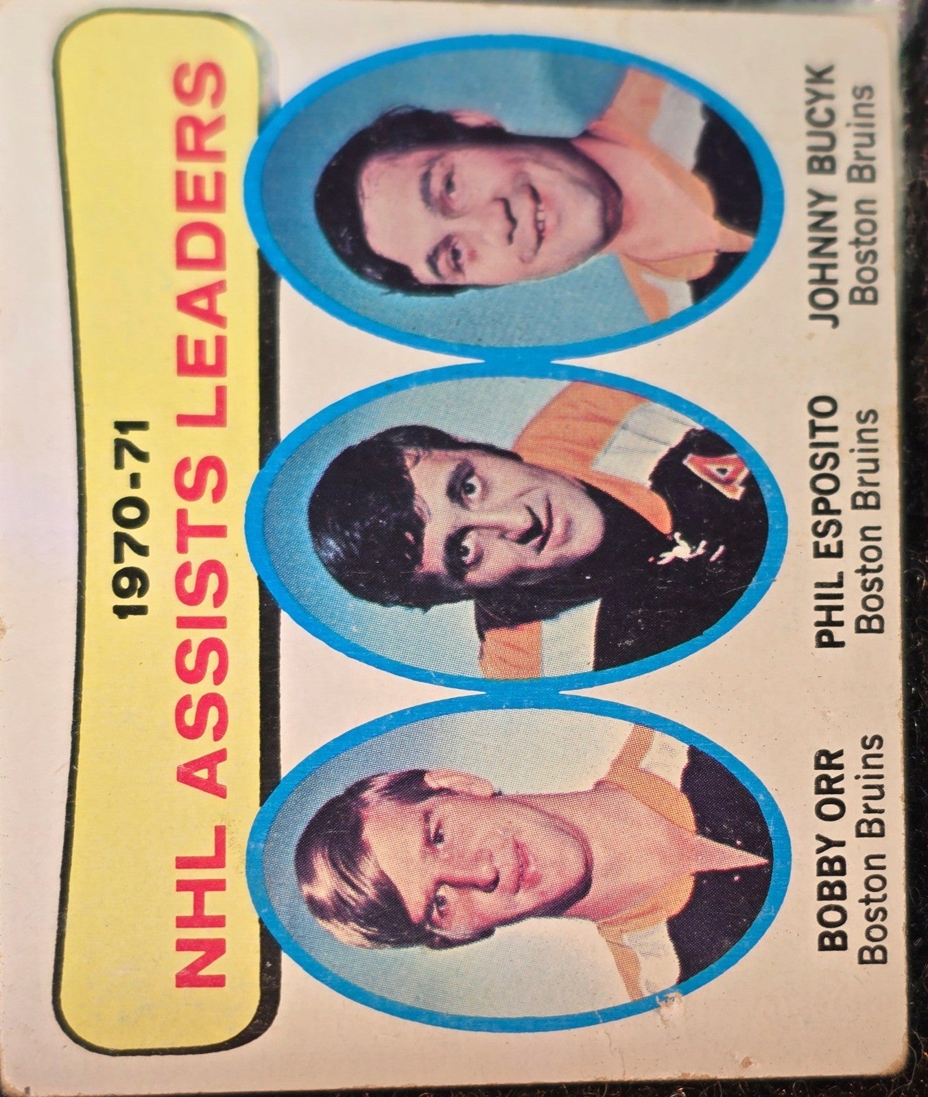 1971-72 Topps #2 Assist Leaders (Orr, Esposito, Bucyk) EX+