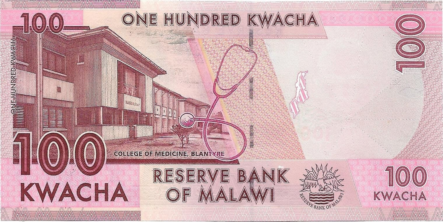 MALAWI 100 Kwacha, P - 65c, UNC; 2017, features James Sangala, FISH