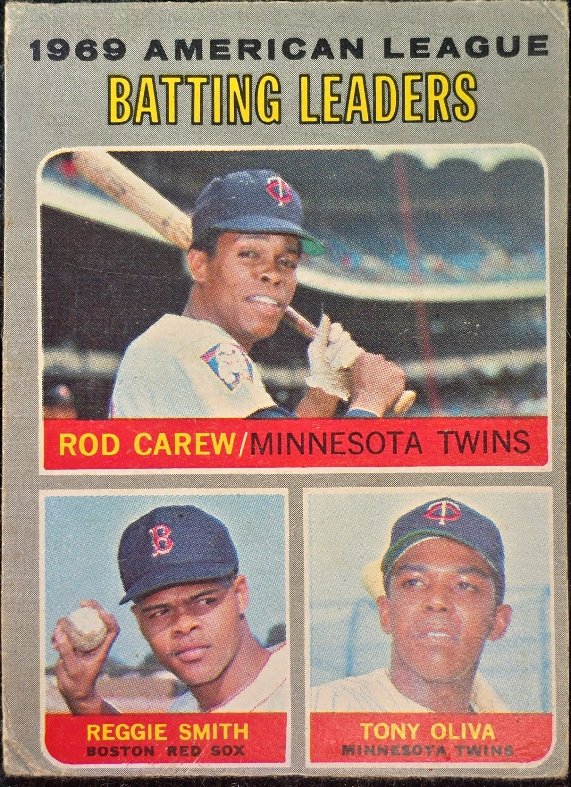 1970 Topps Baseball #62 AL Batting Leaders (#2) - Carew, Smith, Olivia