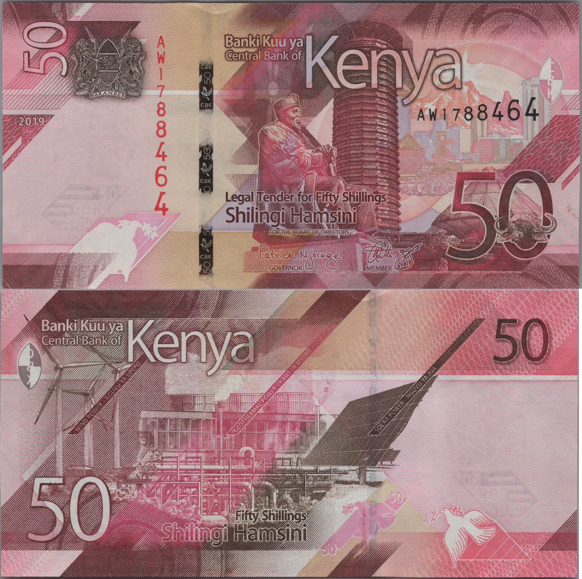 Kenya 50 Shillings, B144a, 2019, UNCIRCULATED; features Green Energy