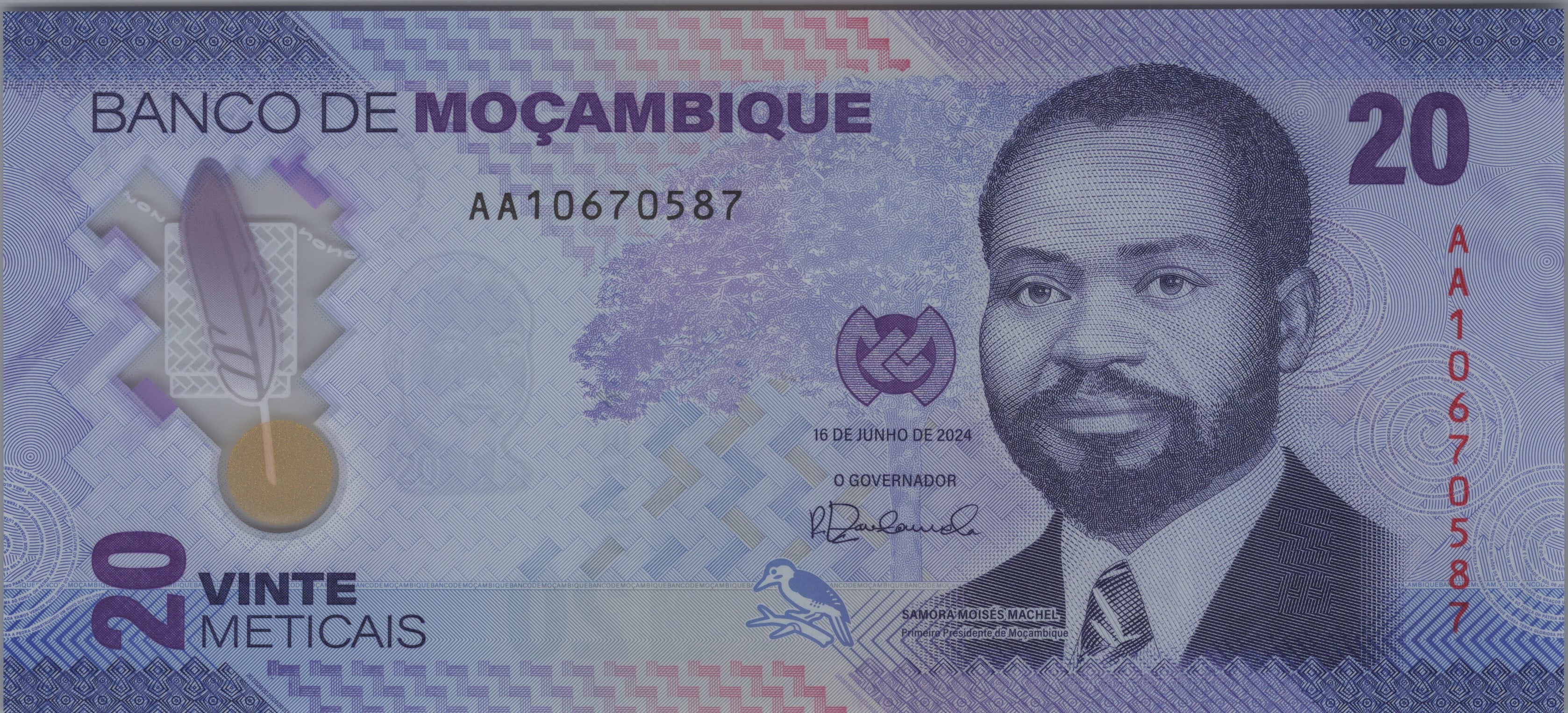 MOZAMBIQUE 20 Meticais, B240a, UNCIRCULATED, 2024; Polymer Note