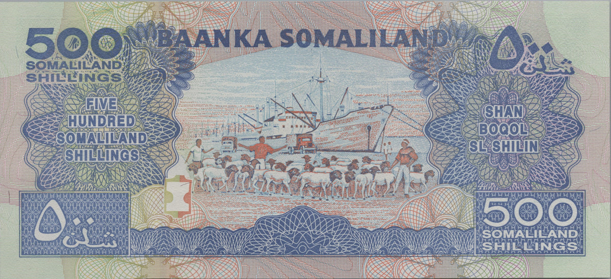 SOMALILAND 500 Shillings, P6h, UNCIRCULATED, 2011; features Goats and a Ship