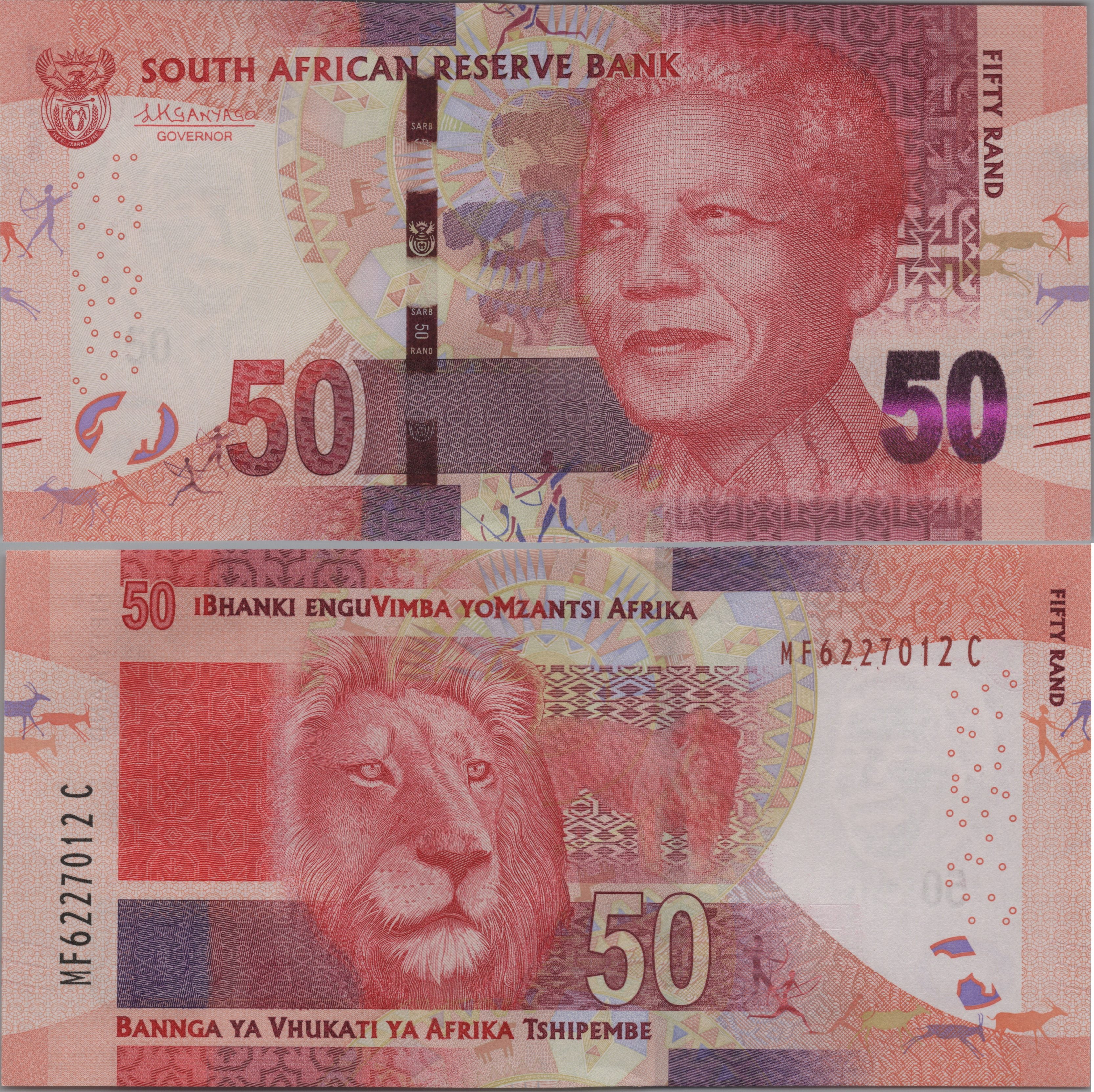 SOUTH AFRICA 50 Rand, P140b, UNCIRCULATED, 2015; Majestic Lion