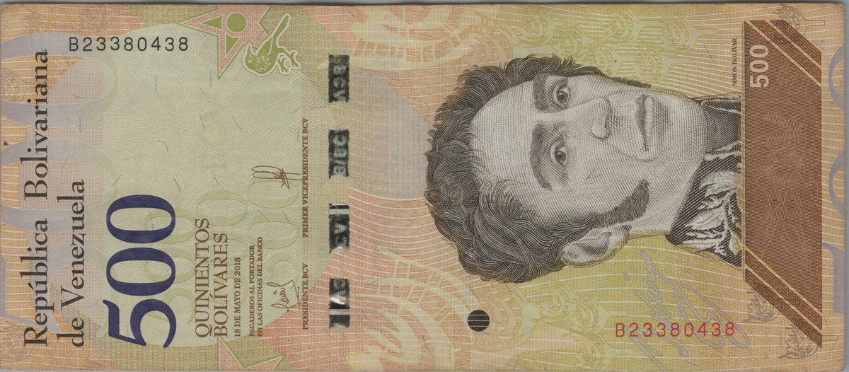 Venezuela 500 Bolivares Soberano, B378a, CIRCULATED from 2018; features Tropical Bird with Park