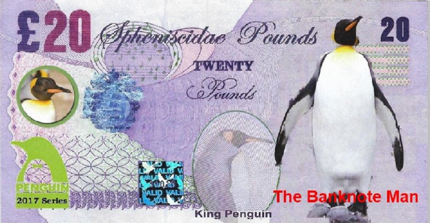 KING PENGUIN - 20 Spheniscidae Pounds; A Banknote Man FANTASY Note