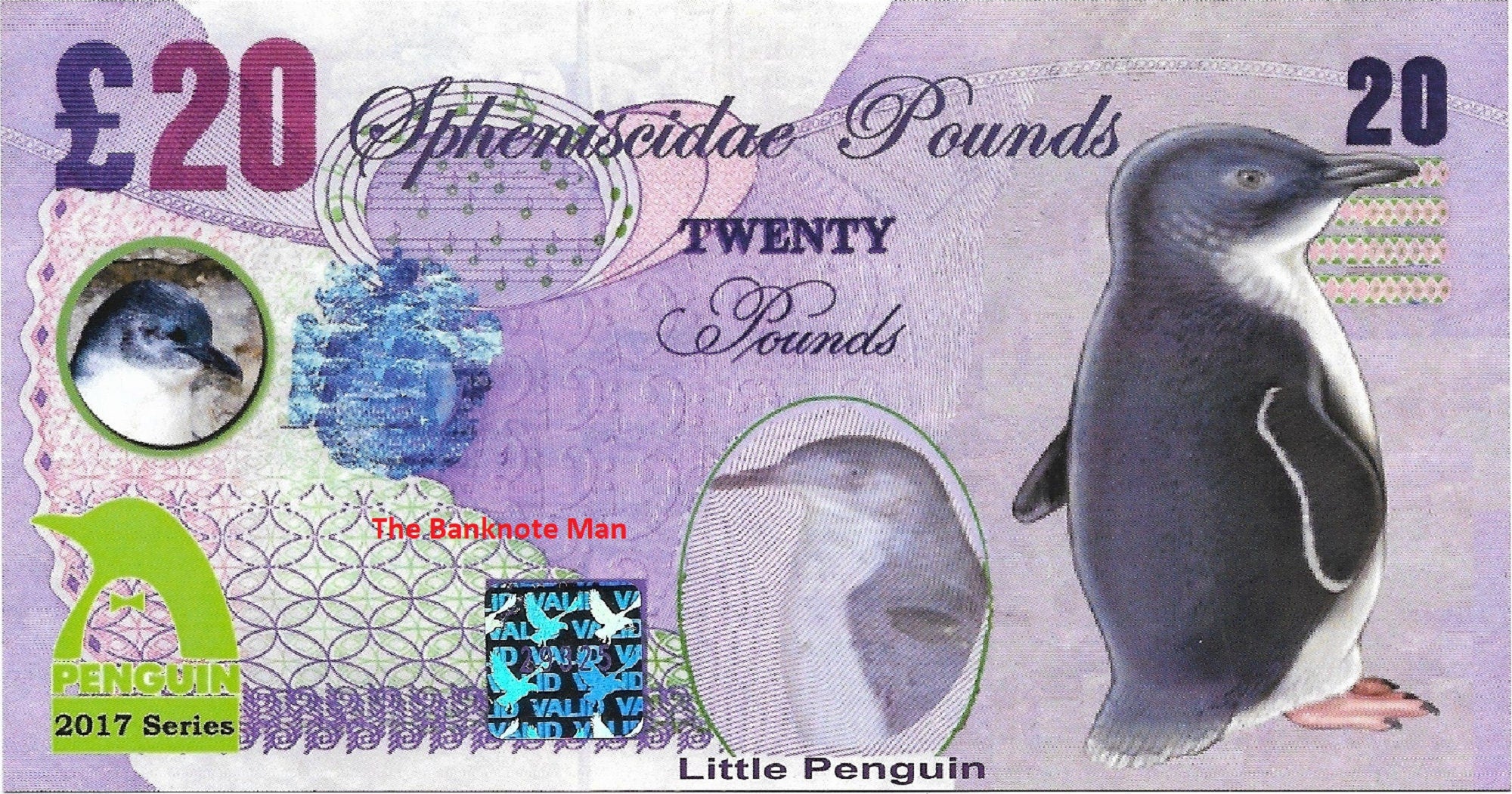 LITTLE BLUE PENGUIN - 20 Spheniscidae Pounds; A Banknote Man Fantasy Note