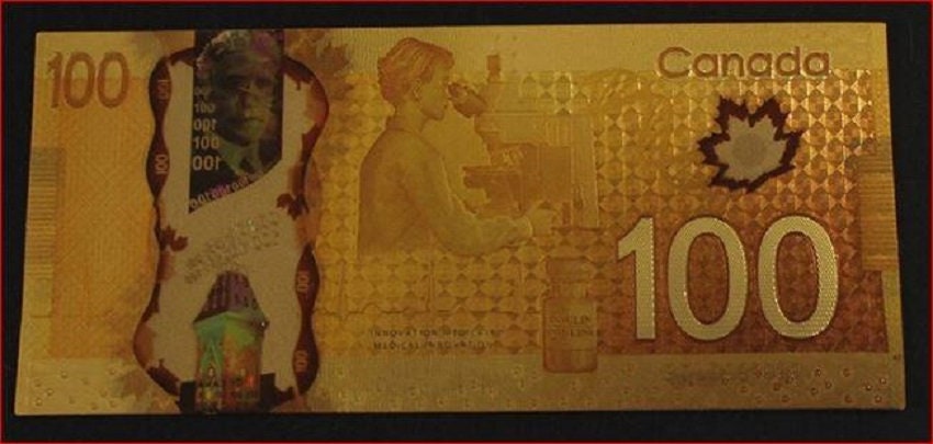 Canada 100 Dollars FANTASY .9999 GOLD FOiL Note with COA