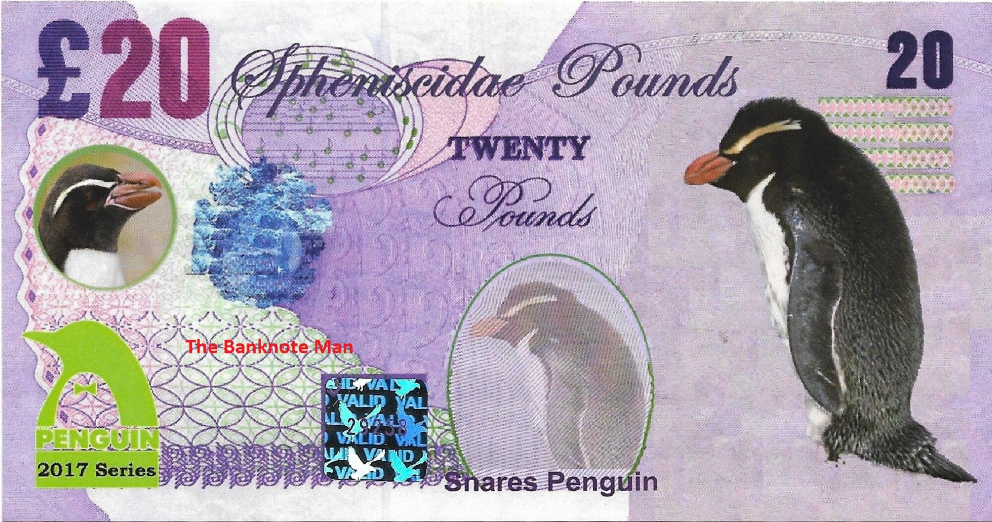 SNARES PENGUIN - 20 Spheniscidae Pounds; A Banknote Man Fantasy Note