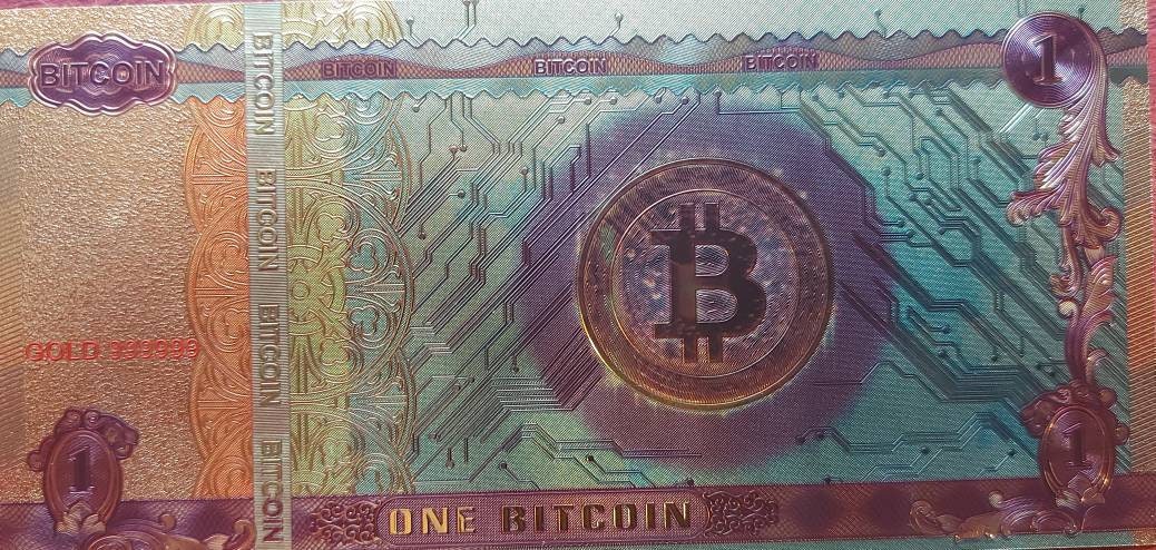 BITCOIN Cryptocurrency .9999 GOLD FOIL Note; Come with Holder and Certificate of Authenticity