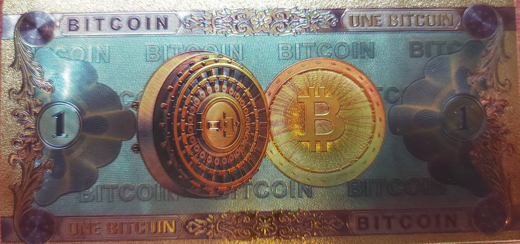 BITCOIN Cryptocurrency .9999 GOLD FOIL Note