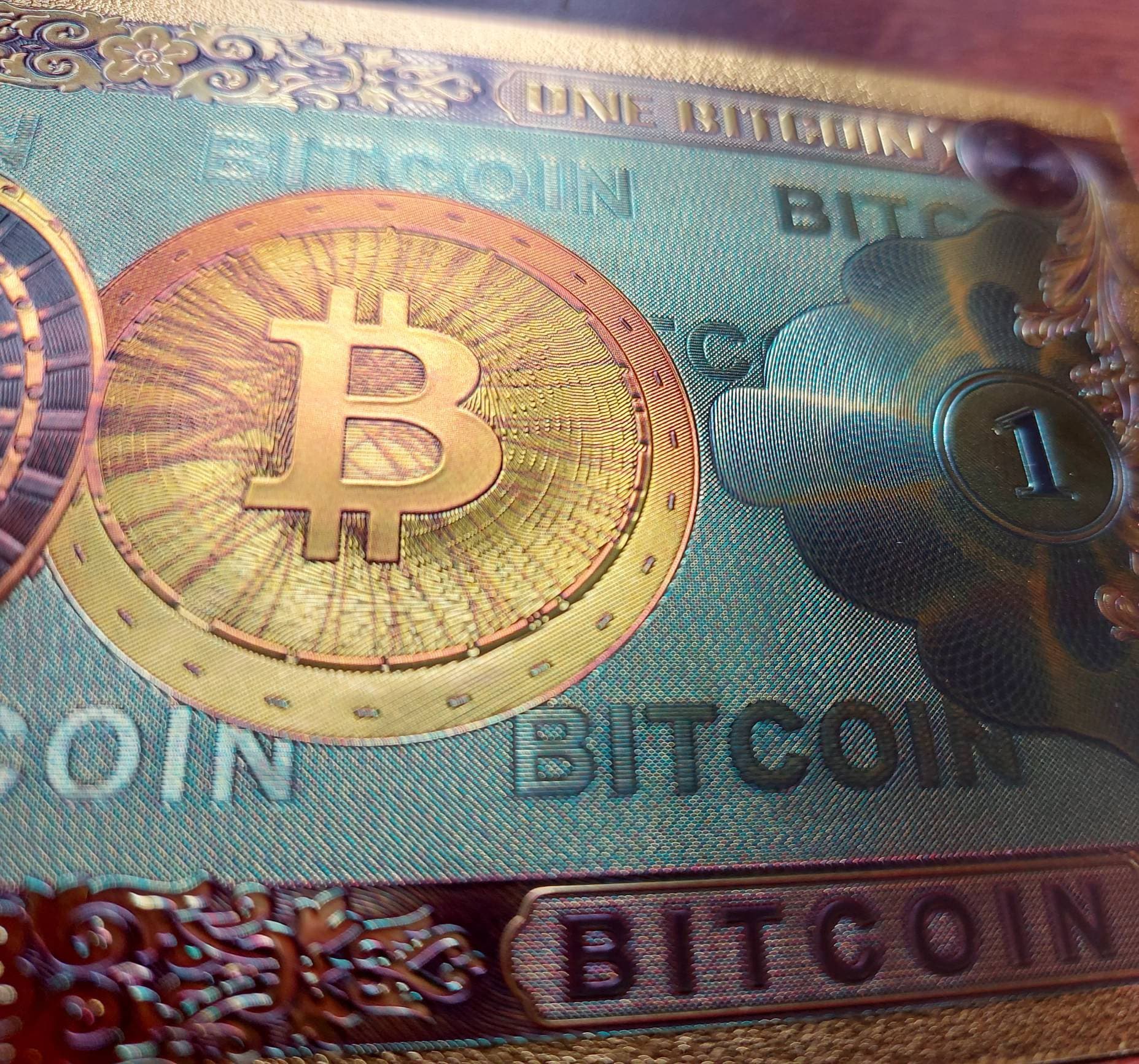BITCOIN Cryptocurrency .9999 GOLD FOIL Note
