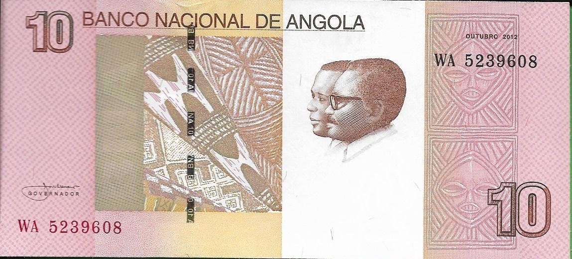 Angola 10 Kwanzas, 2012, P-151B; AU-UNC; featuring the Luena Waterfalls