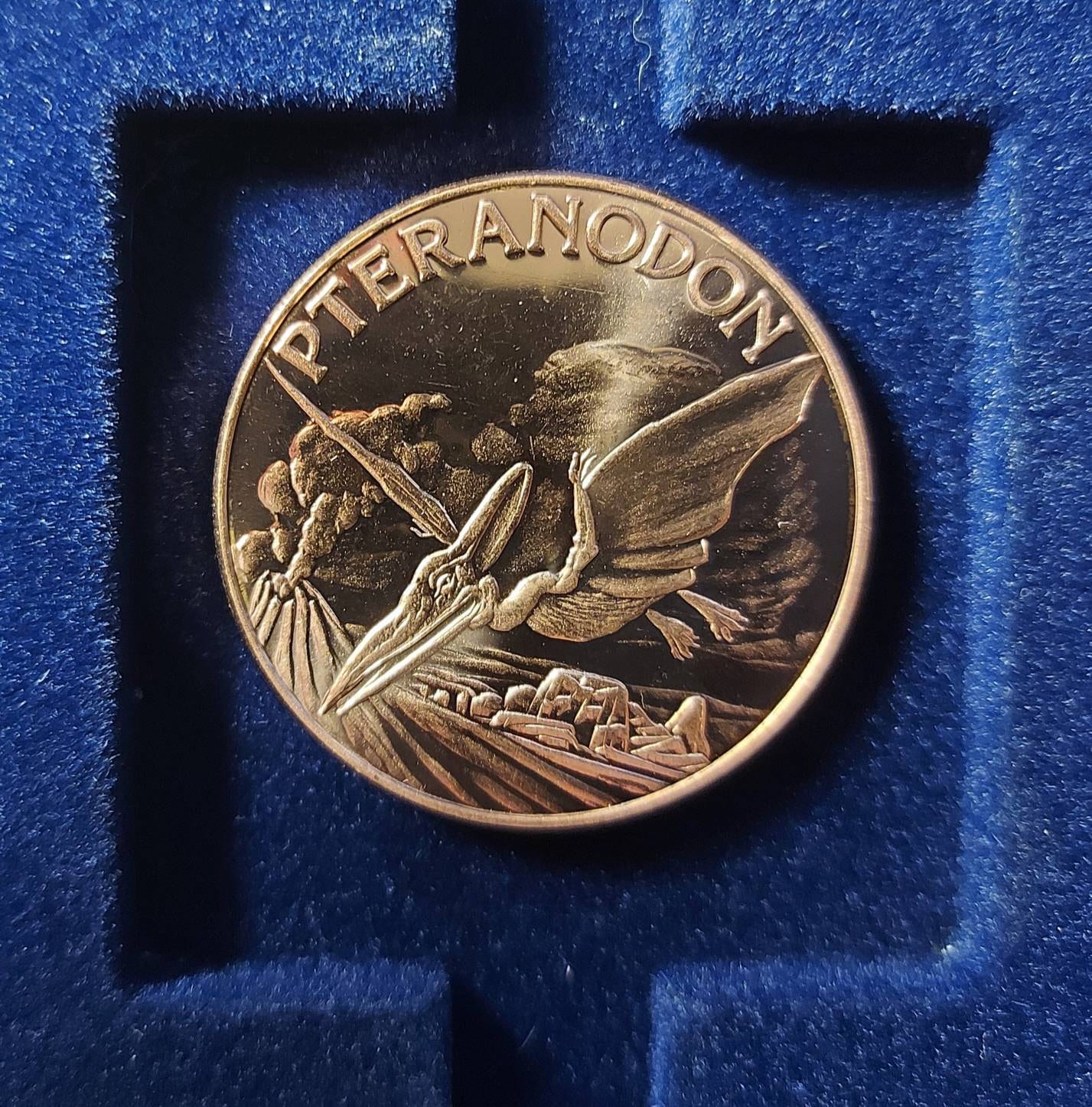 PTERANODON in 1 Oz. COPPER Collector Rounds; in 2x2 Holder ~ 1 OZ Pure .999 Copper