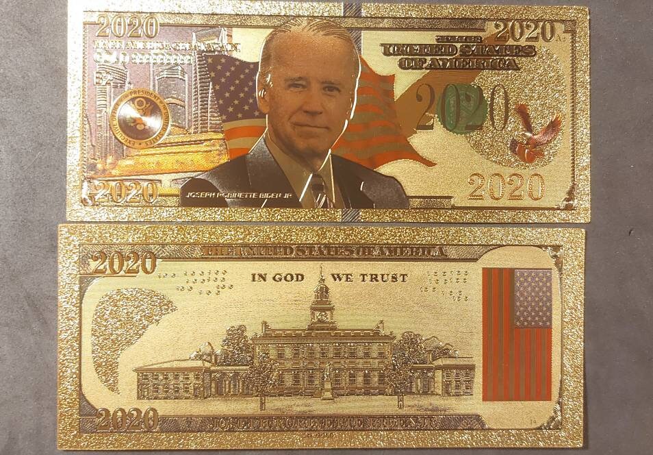 2020 USA Joe Biden ~ 46th President .9999 GOLD FOIL Note; Beautiful collector piece and design