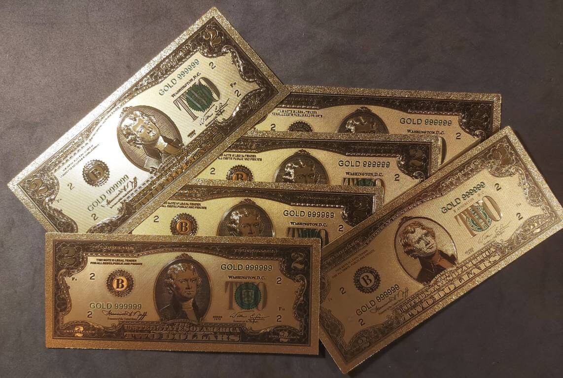 1976 USA 2 Dollars ~ .9999 GOLD FOIL Note; Beautiful collector piece and design