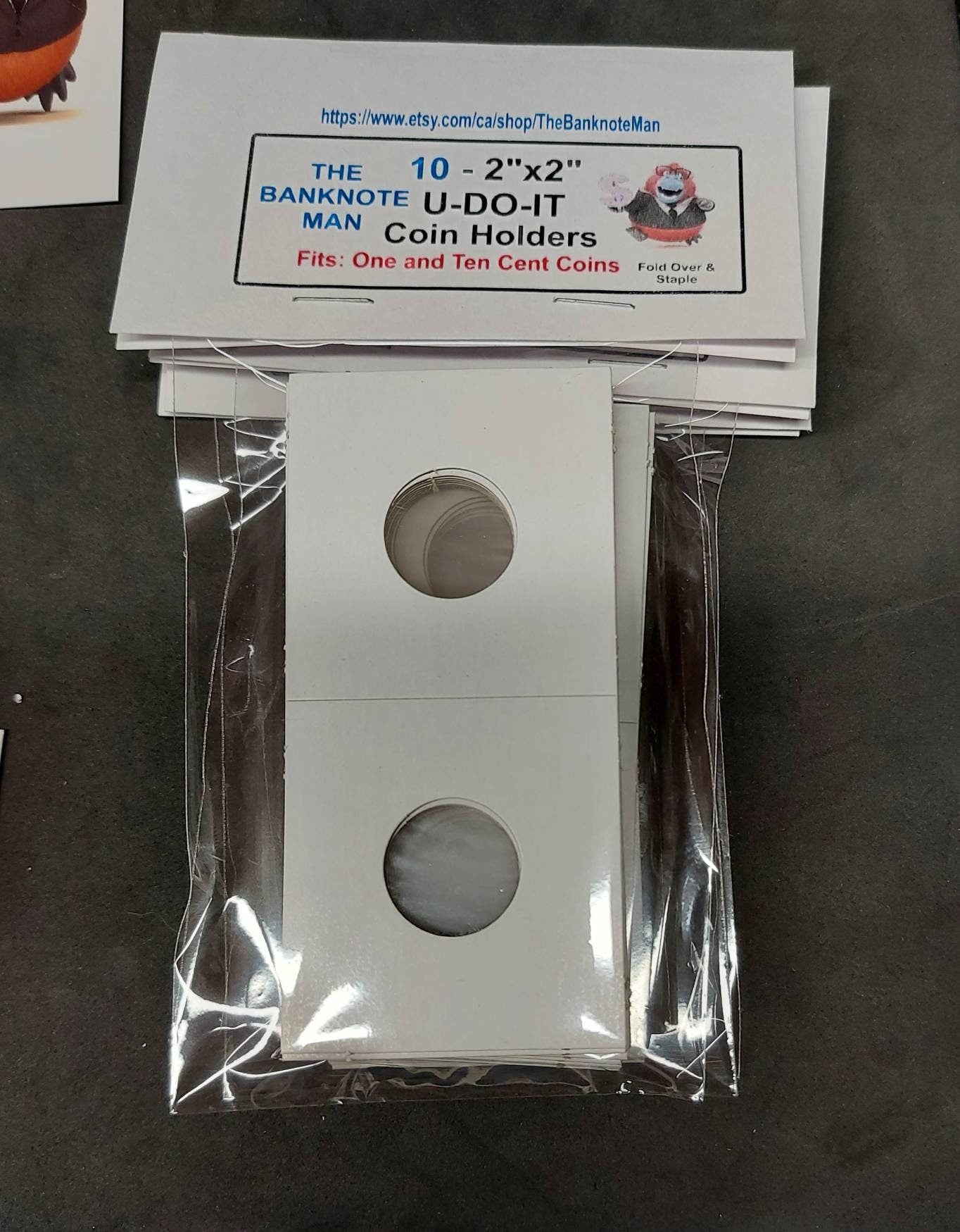 COIN HOLDERS ~ 2"x2" Coin Flips - Bundle of 10 ~ Penny or Dime Size (20.5 mm); Made in Canada