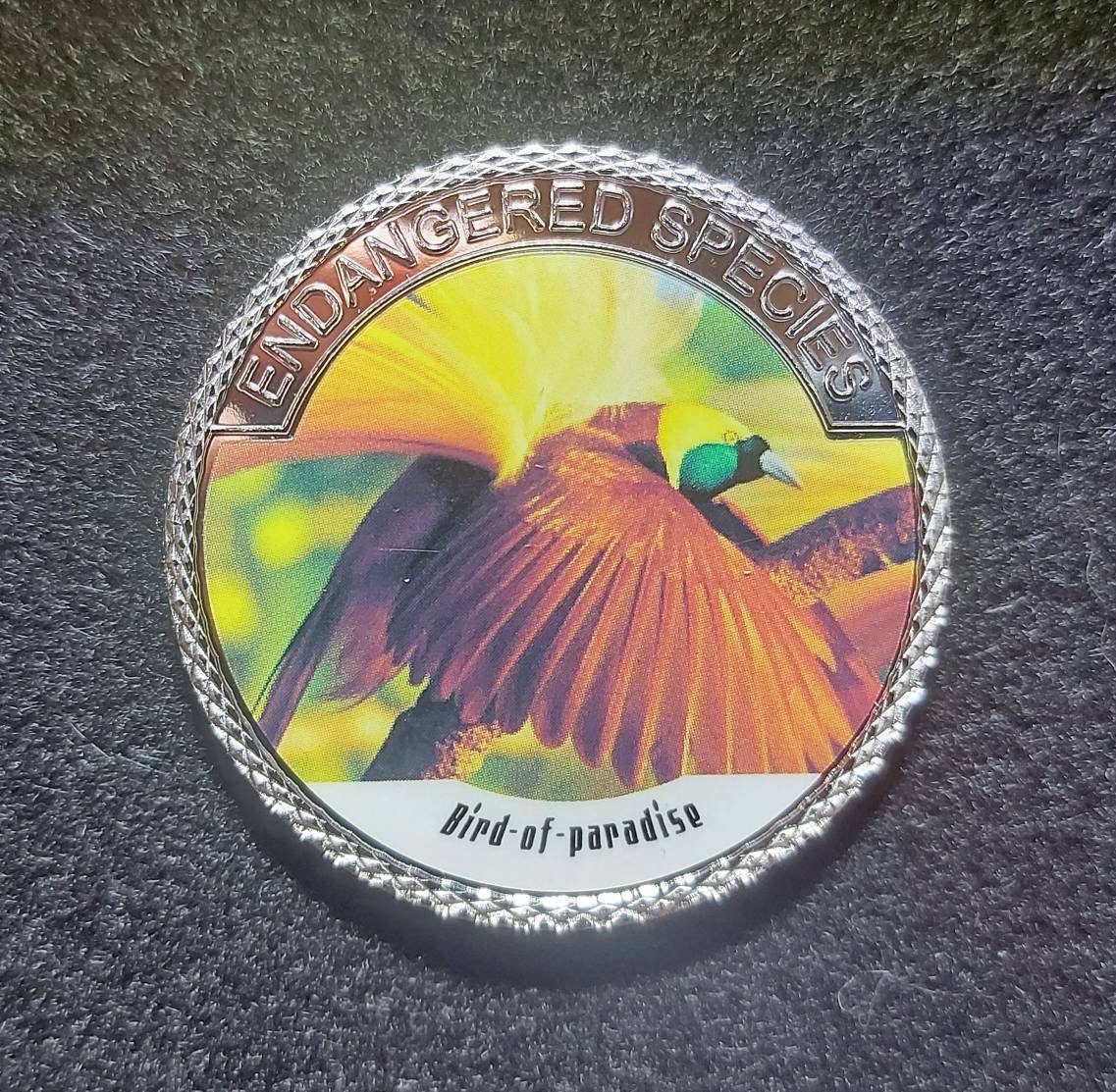 Silver Plated Coin ~ BIRD OF PARADISE ~ Endangered Species Series ~ 30 Grams In Capsule