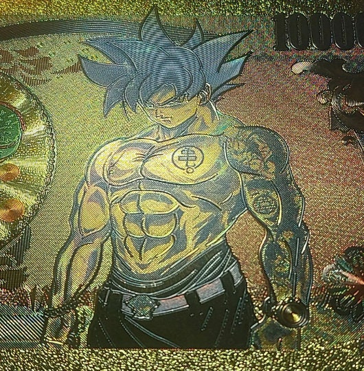 GOKU ULTRA INSTiNCT from Dragon Ball Z; .9999 GOLD FOiL 10000 Yen Note; Comes in a Collector Display holder