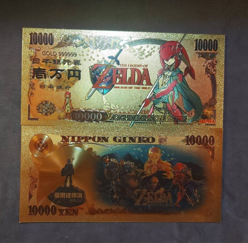MIPHA from The Legend of Zelda: Breath of the Wild; .9999 GOLD FOiL 10000 Yen Note; Comes in a collector display holder