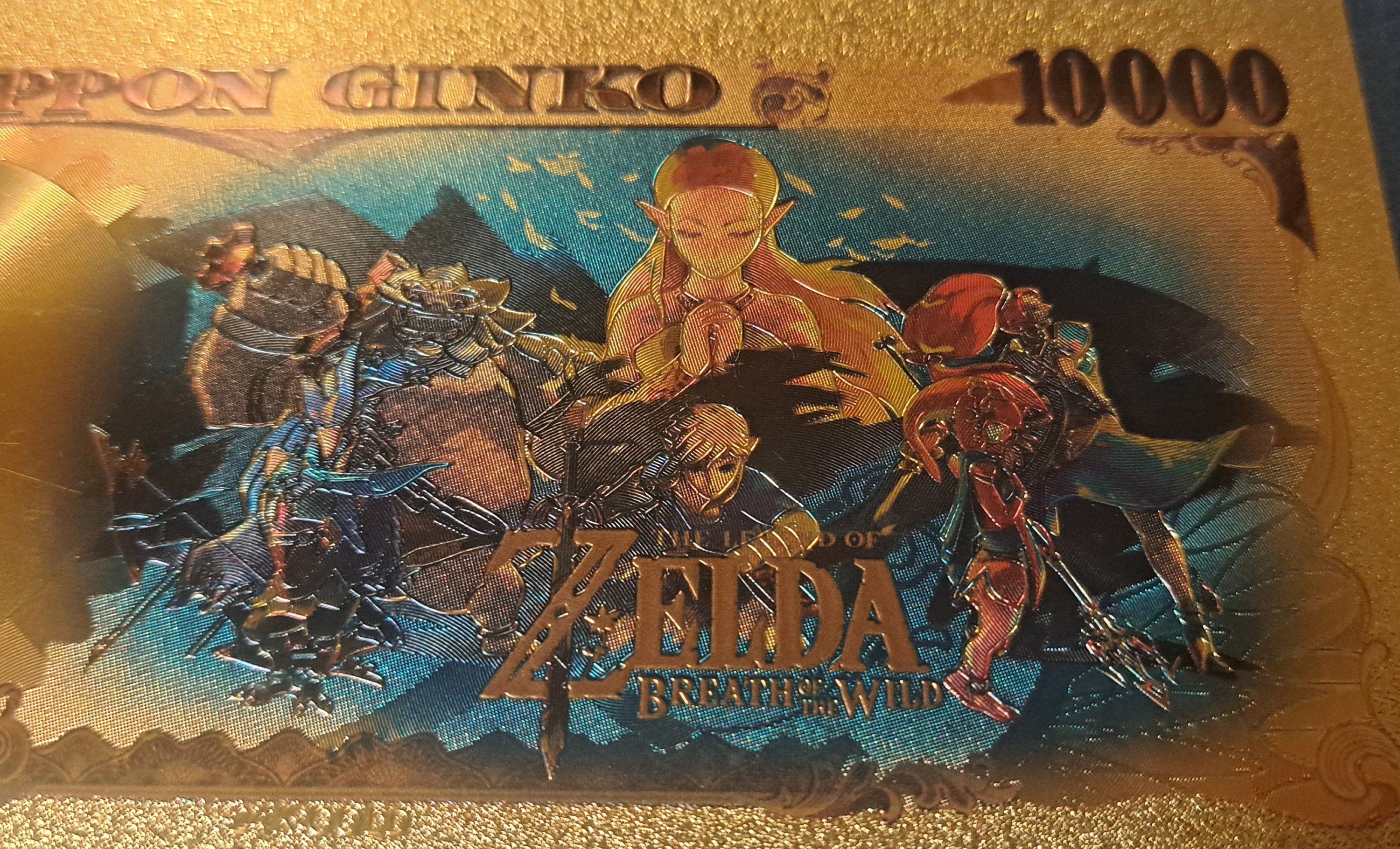 PRINCESS ZELDA from The Legend of Zelda: Breath of the Wild; .9999 GOLD FOiL 10000 Yen Note; Comes in a collector display holder