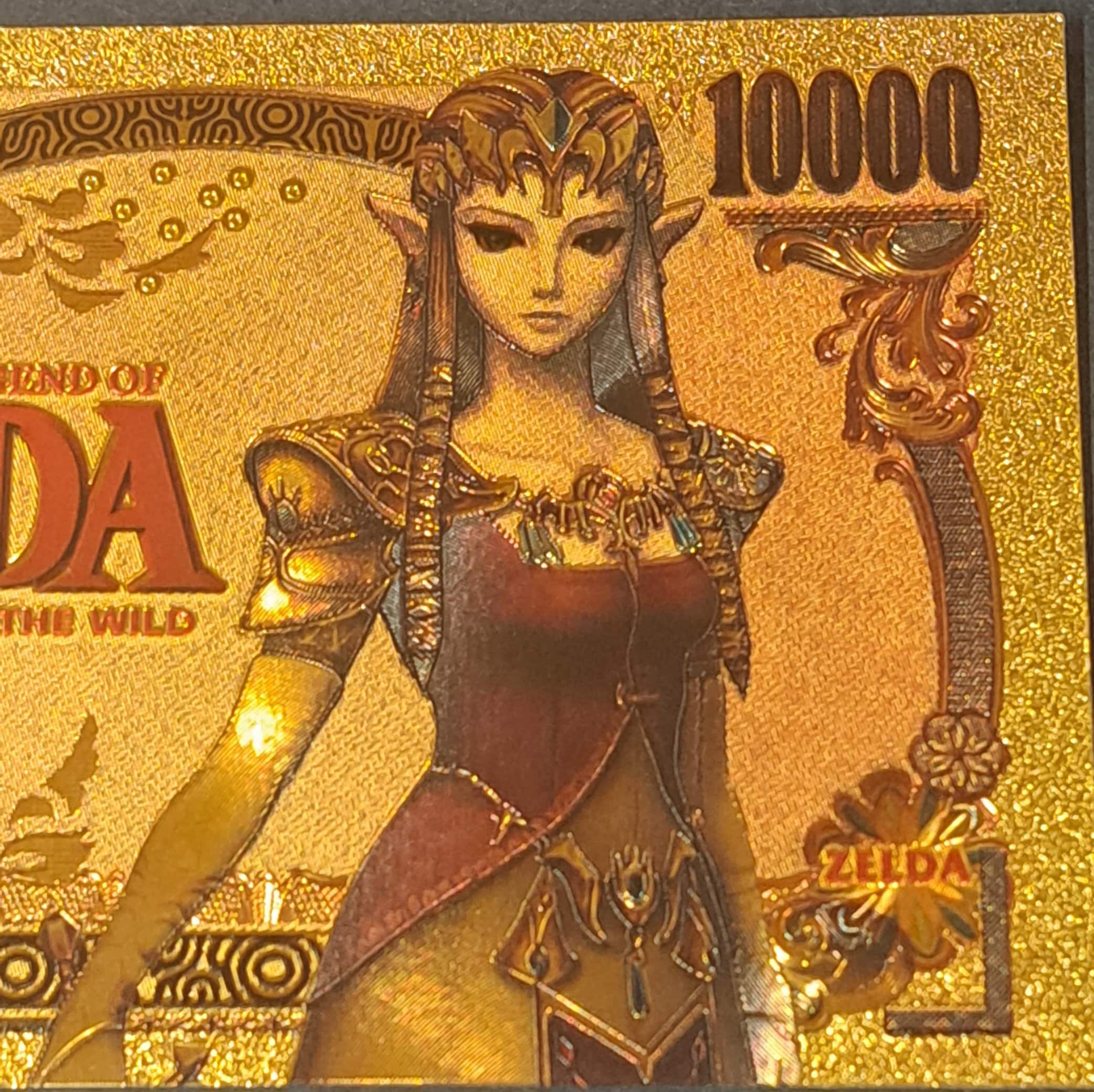 PRINCESS ZELDA from The Legend of Zelda: Breath of the Wild; .9999 GOLD FOiL 10000 Yen Note; Comes in a collector display holder