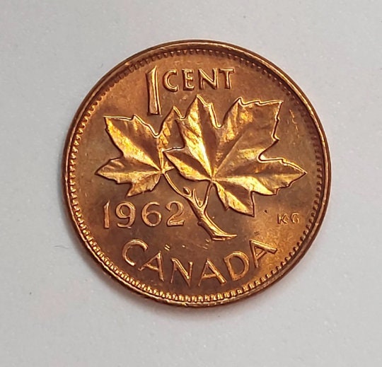1962 Canadian Penny ~ CHOICE UNCIRCULATED One Cent Coin; Queen Elizabeth II; Copper Penny; High grade coins!