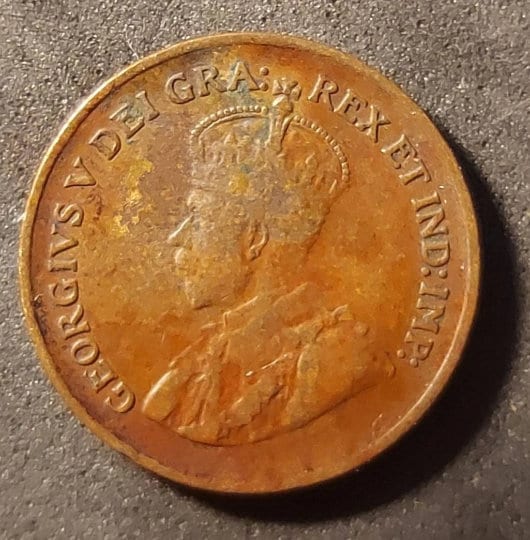 1932 CANADIAN PENNY; One Cent Coin; King George V; Copper Penny