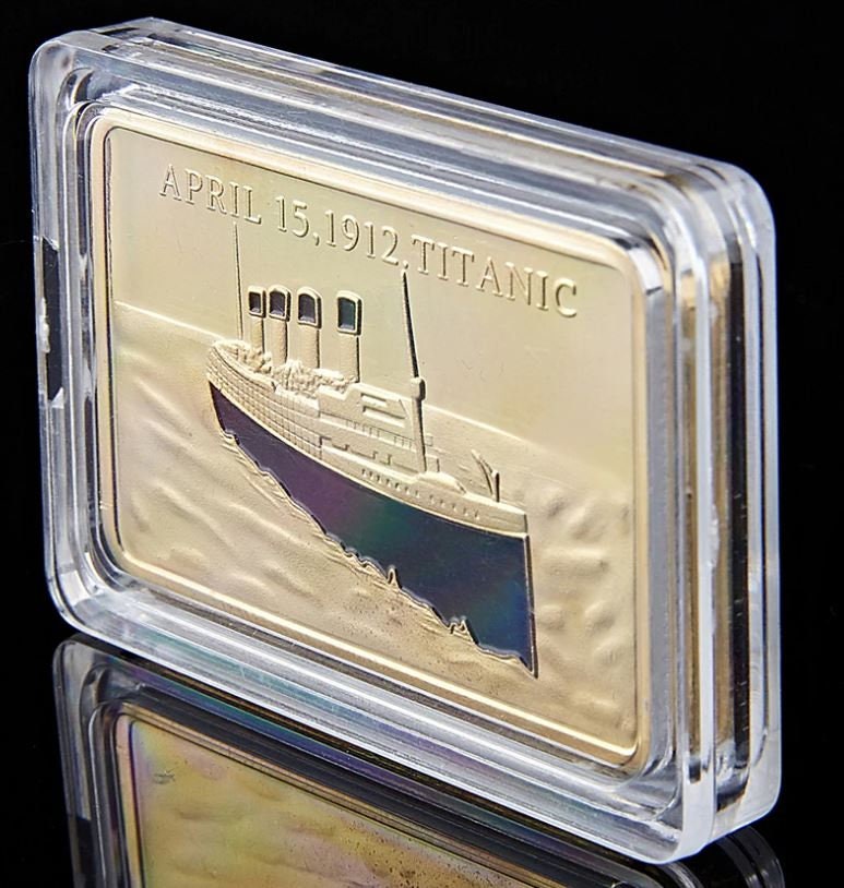 TITANIC Commemorative Coin ~ Gold Layered ~ Rectangular Coin ~ Great Gift ~ 28 Grams (1 Ounce) In Special Capsule