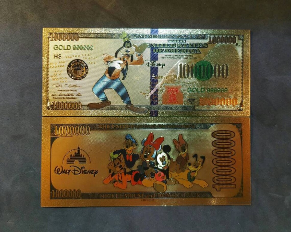 GOOFY .9999 GOLD Foil Million Note; Colorful Collectible; Comes in a collector display holder