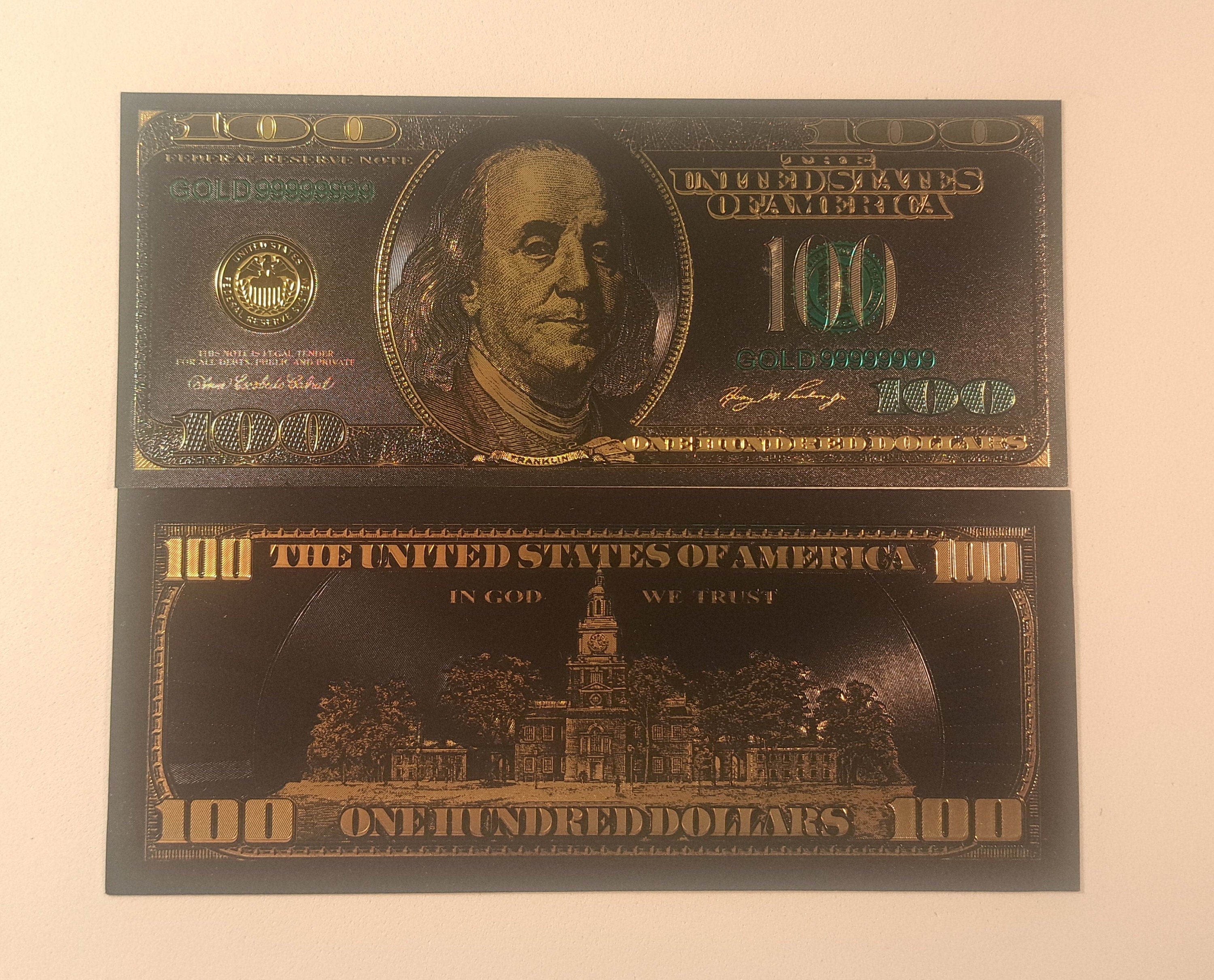 USA 100 Dollar Black .9999 GOLD FOIL Note from 2003 Series; Beautiful collector piece and design