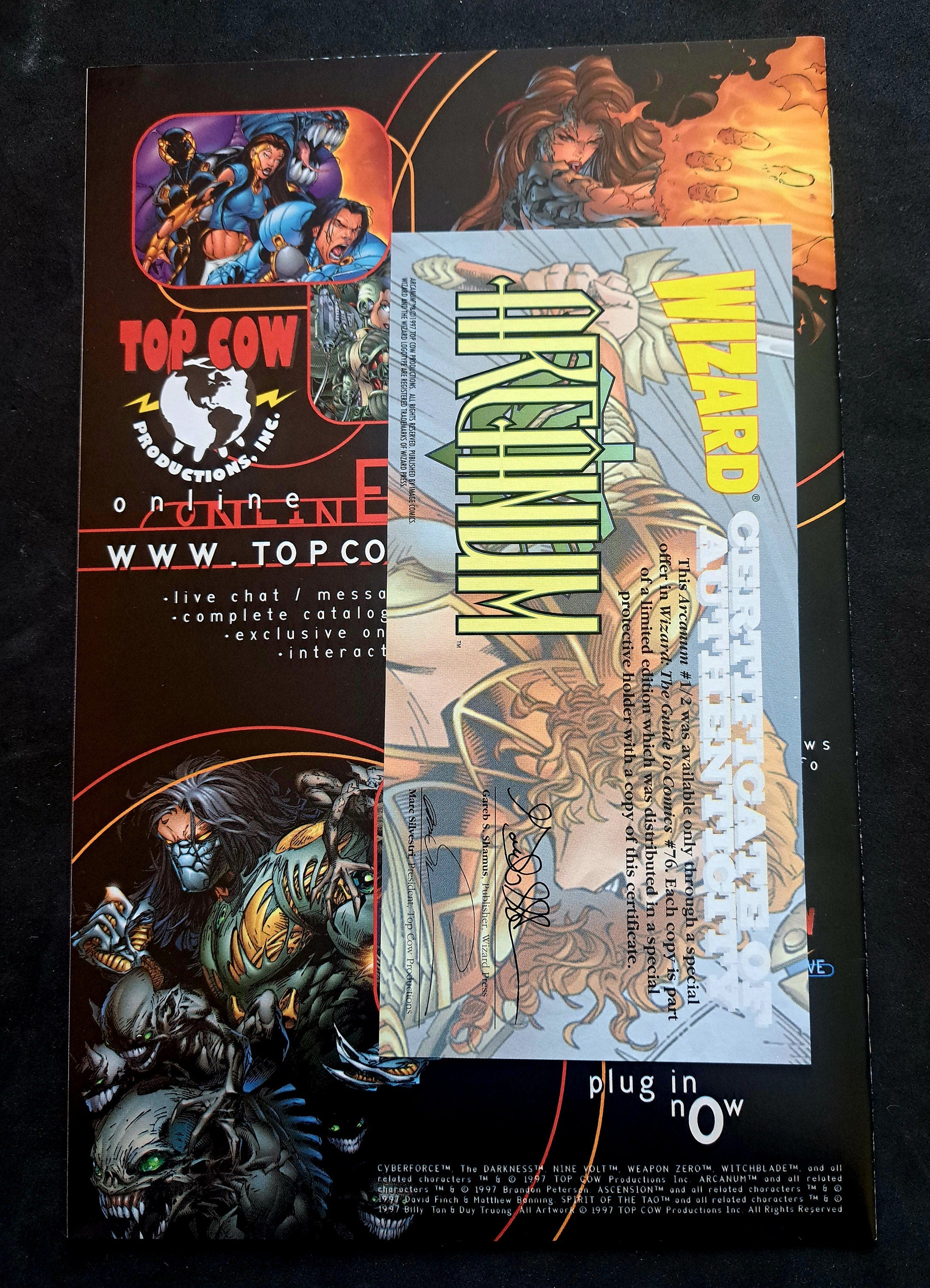 ARCANUM #1/2 Wizard Limited GOLD Foil Variant edition from 1997; Certificate of Authenticity; High Grade (NM 9.2)