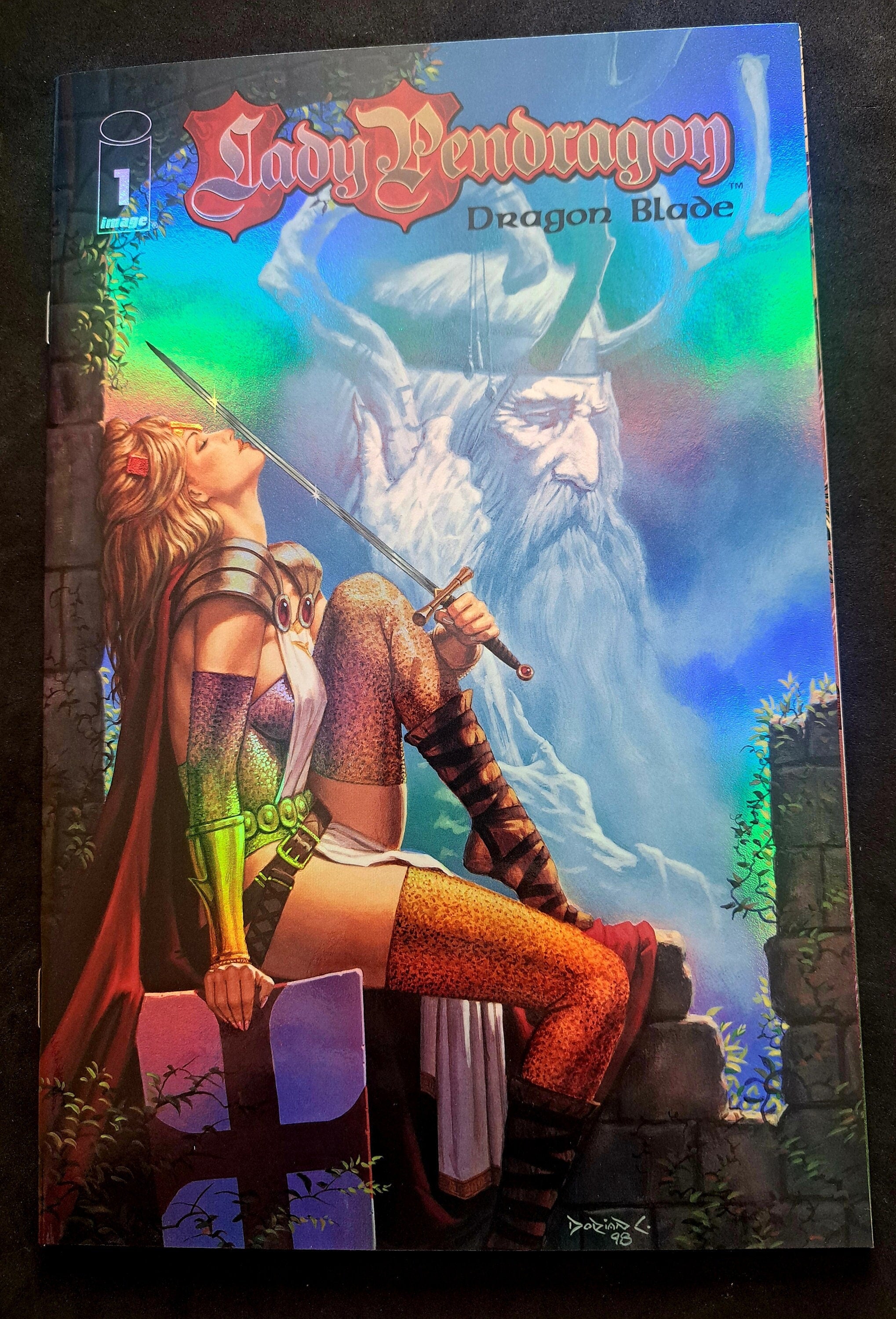 LADY PENDRAGON: DragonBlade #1; Reverse HOLOFoiL Variant Cover; 1999 (NrMt 9.2); Amazing Comic Cover
