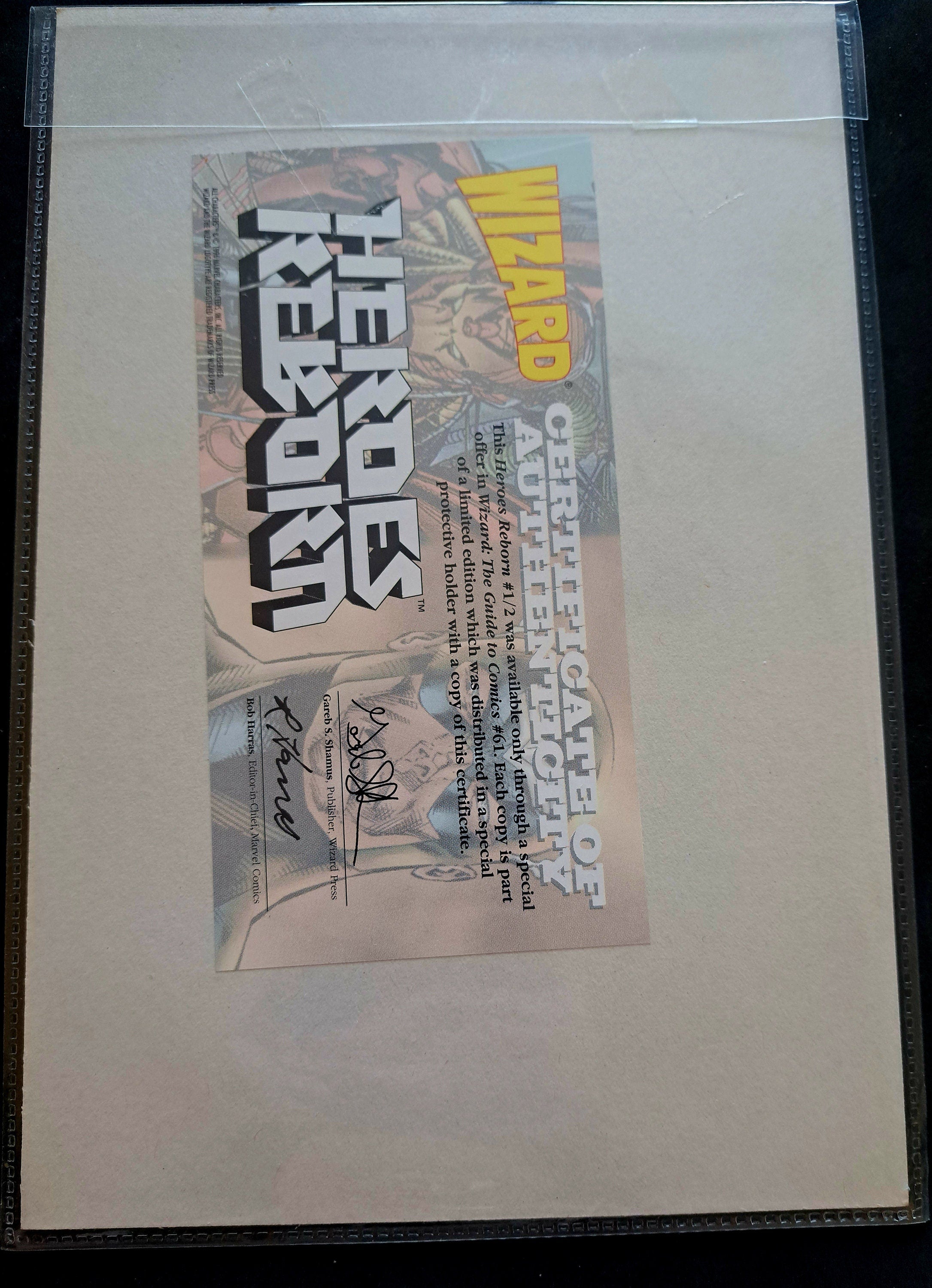 HEROES REBORN #1/2 Wizard Limited edition from 1996; Rob Liefeld Art; Certificate of Authenticity; High Grade (NM 9.2)