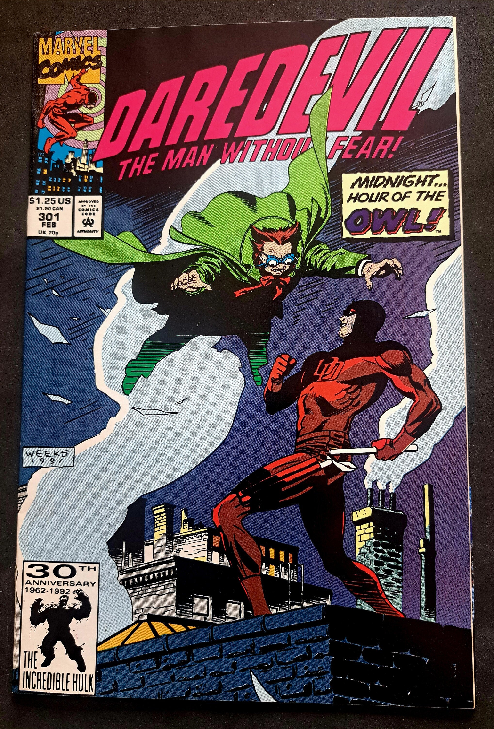 DAREDEVIL #301 The Raptor; 1992; Marvel Comics; High Grade (Vf-NM 9.2)