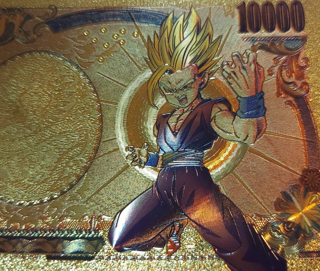 Super SAIYAN TRUNKS from Dragon Ball Z; .9999 GOLD FOiL 10000 Yen Note; Comes in a Collector Display holder
