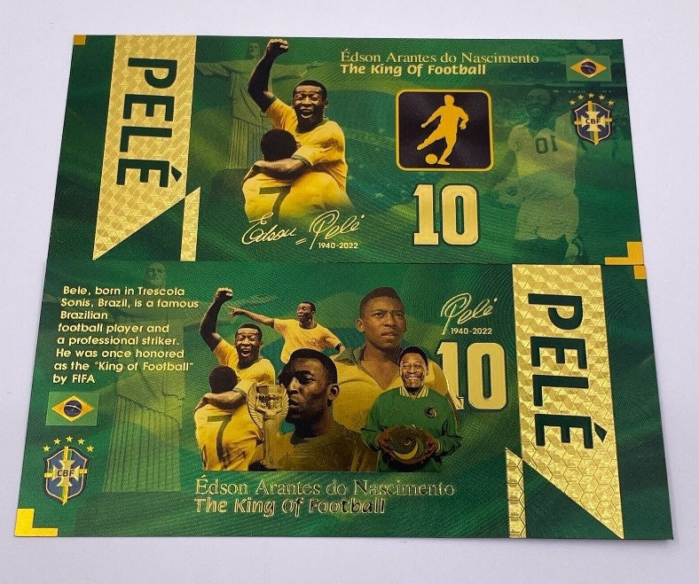 PELE Celebrating; The "King Of Football"; .9999 GOLD FOIL Note; Fan Collectible; Colorful; Comes in a Collector Display holder