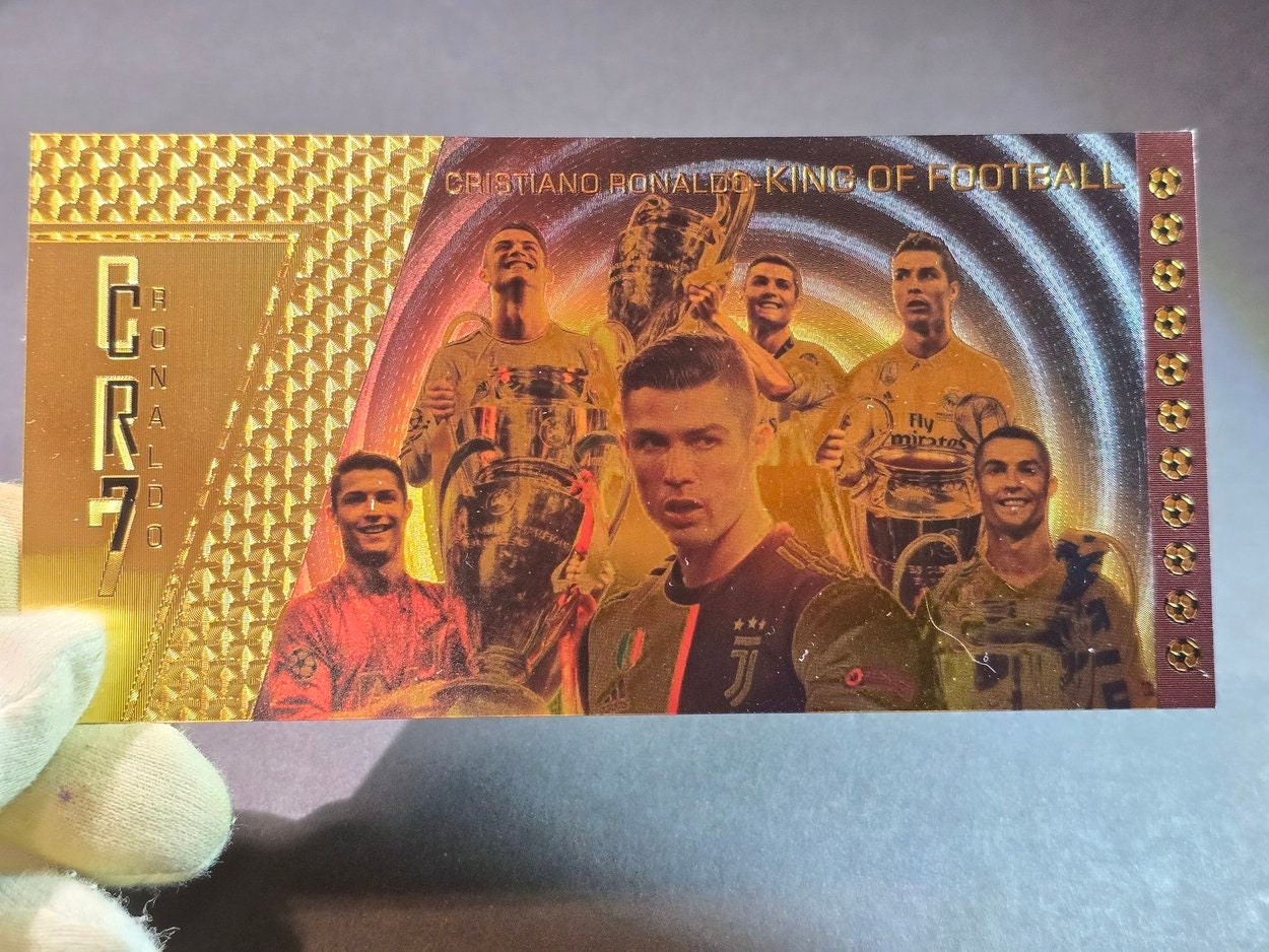 Cristiano Ronaldo "CR7"; "The King of Football"; .9999 GOLD FOIL Note; Fan Collectible; Colorful; Comes in a Collector Display holder