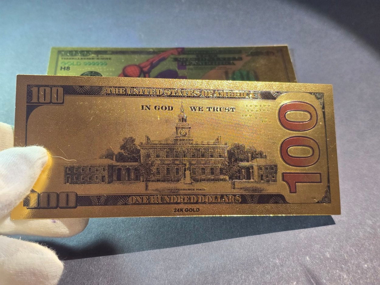 AMAZING SPIDERMAN: Marvel Universe .9999 GOLD Foil Fantasy Note; Comes in a collector display holder