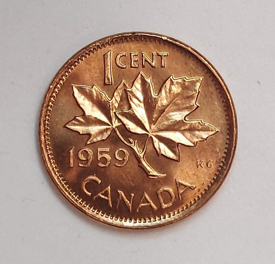 1959 Canadian Penny ~ CHOICE UNCIRCULATED One Cent Coin; Queen Elizabeth II; Copper Penny