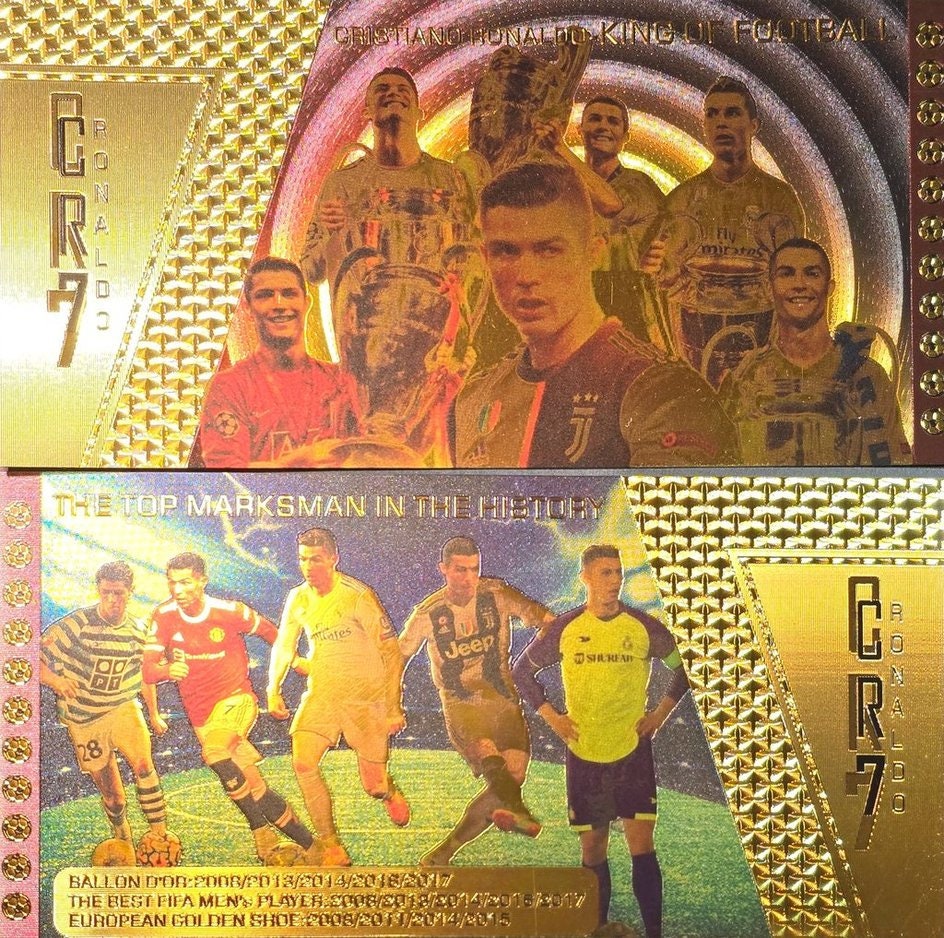 Cristiano Ronaldo "CR7"; "The King of Football"; .9999 GOLD FOIL Note; Fan Collectible; Colorful; Comes in a Collector Display holder