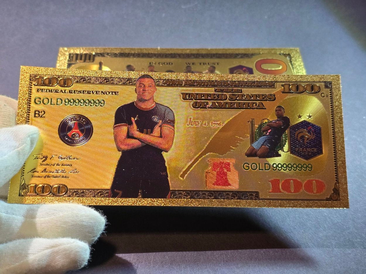 KYLIAN MBAPPE, French Football Superstar; .9999 GOLD FOiL Note; Fan Collectible; Colorful; Comes in a Collector Display holder