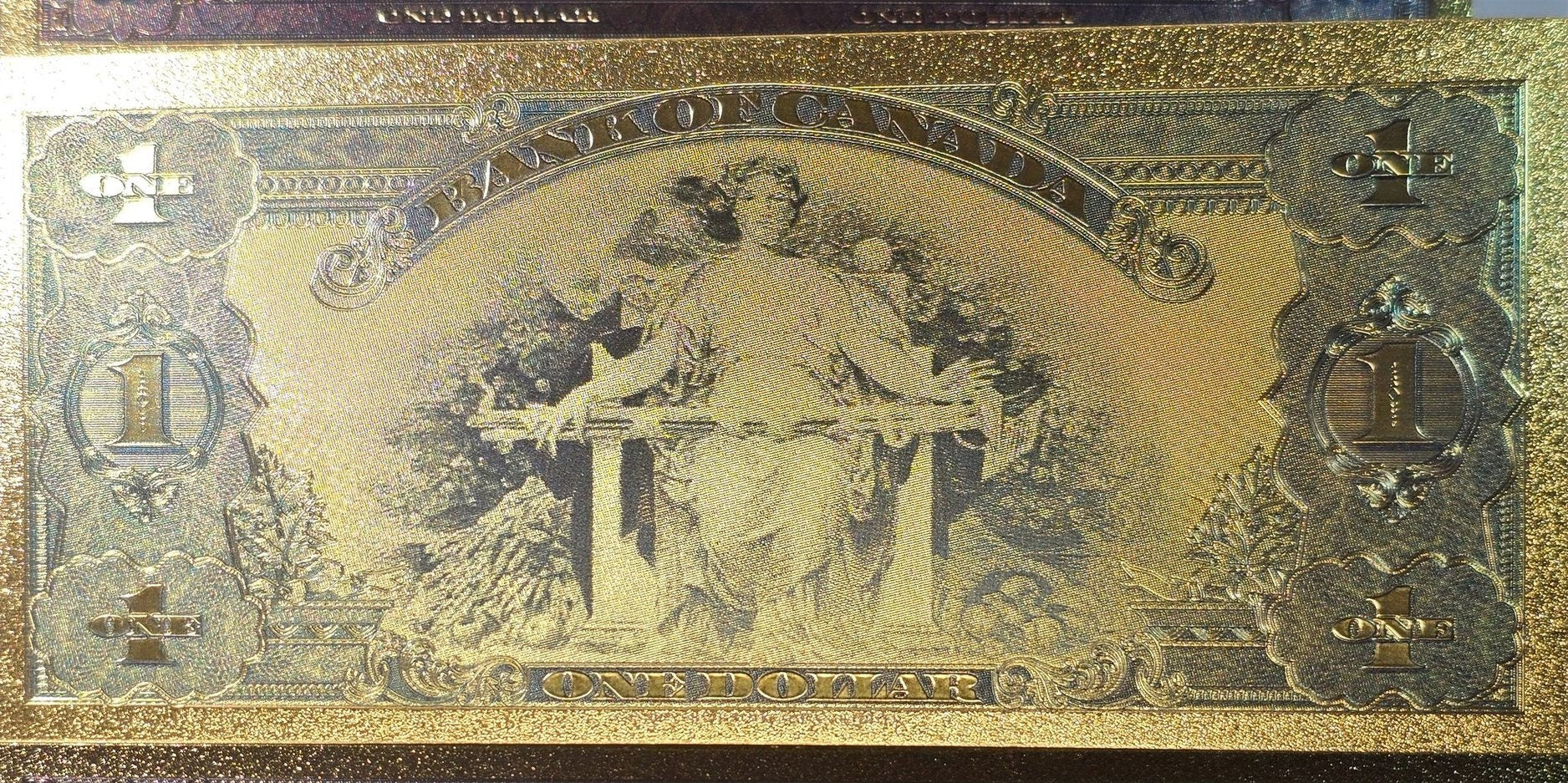 1935 CANADA GEORGE V 1 Dollar FANTASY .9999 GOlD Foil Note; Allegory of Agriculture, Comes shipped in Collector display holder