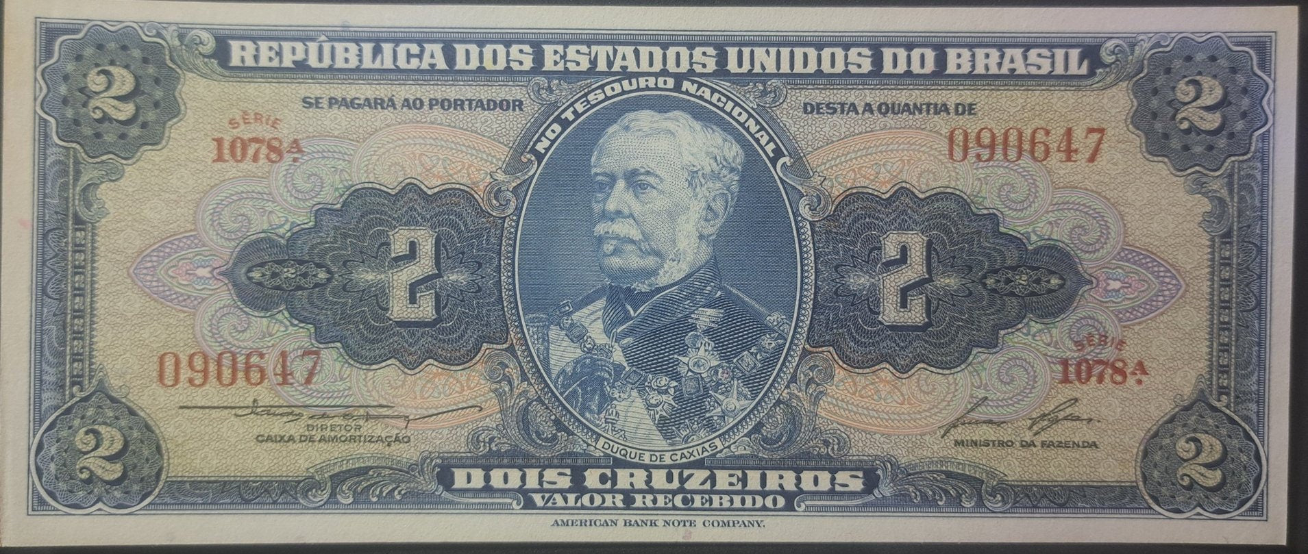 Brazil 2 Cruzeiros Banknote; P-151b; UNCIRCULATED, 1954-1958; features Military School