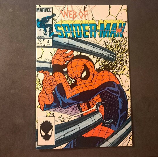 WEB Of SPiDERMAN #4 from 1985; (VF-NM 9.0 with Color Bleed) Direct Edition; John Byrne Art; Appearance Doc Octopus