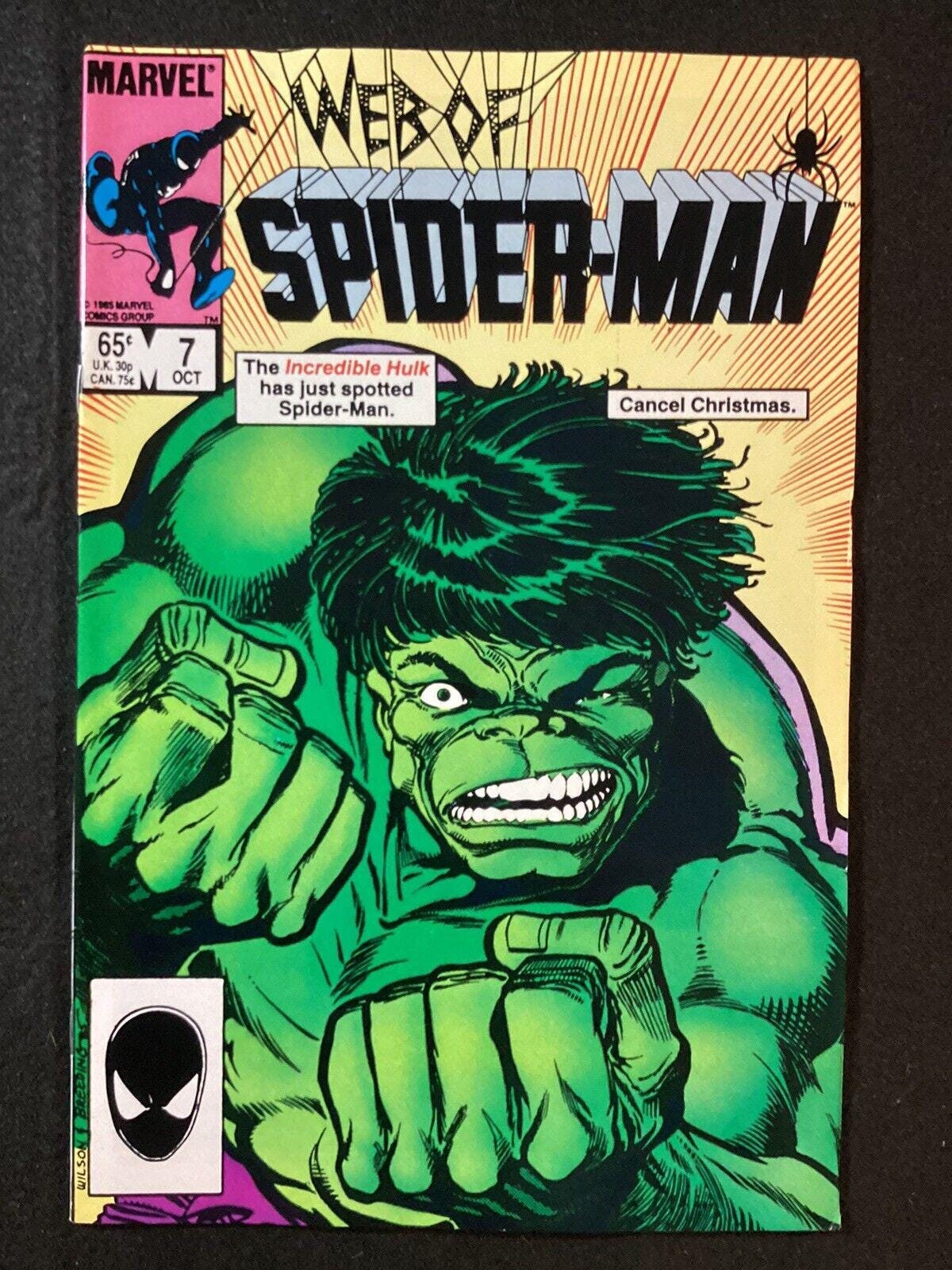 WEB Of SPiDERMAN #7 from 1985; (VF-NM 9.0) Direct Edition; Starring The Hulk