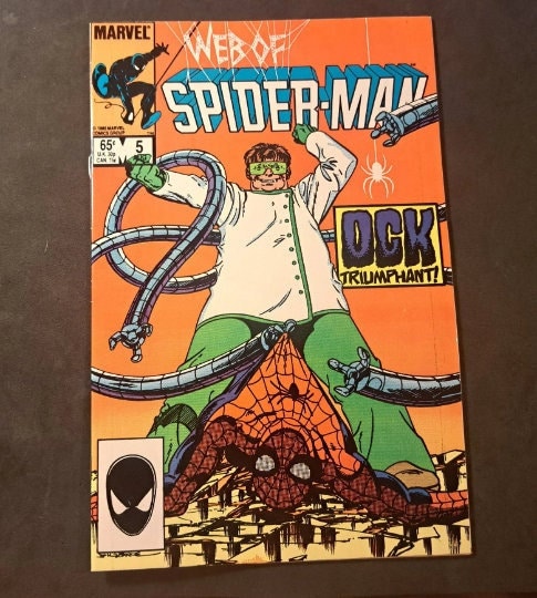 WEB Of SPiDERMAN #5 from 1985; (VF-NM 9.0 - 2mm Color change top) Direct Edition; John Byrne Art; Doctor Octopus