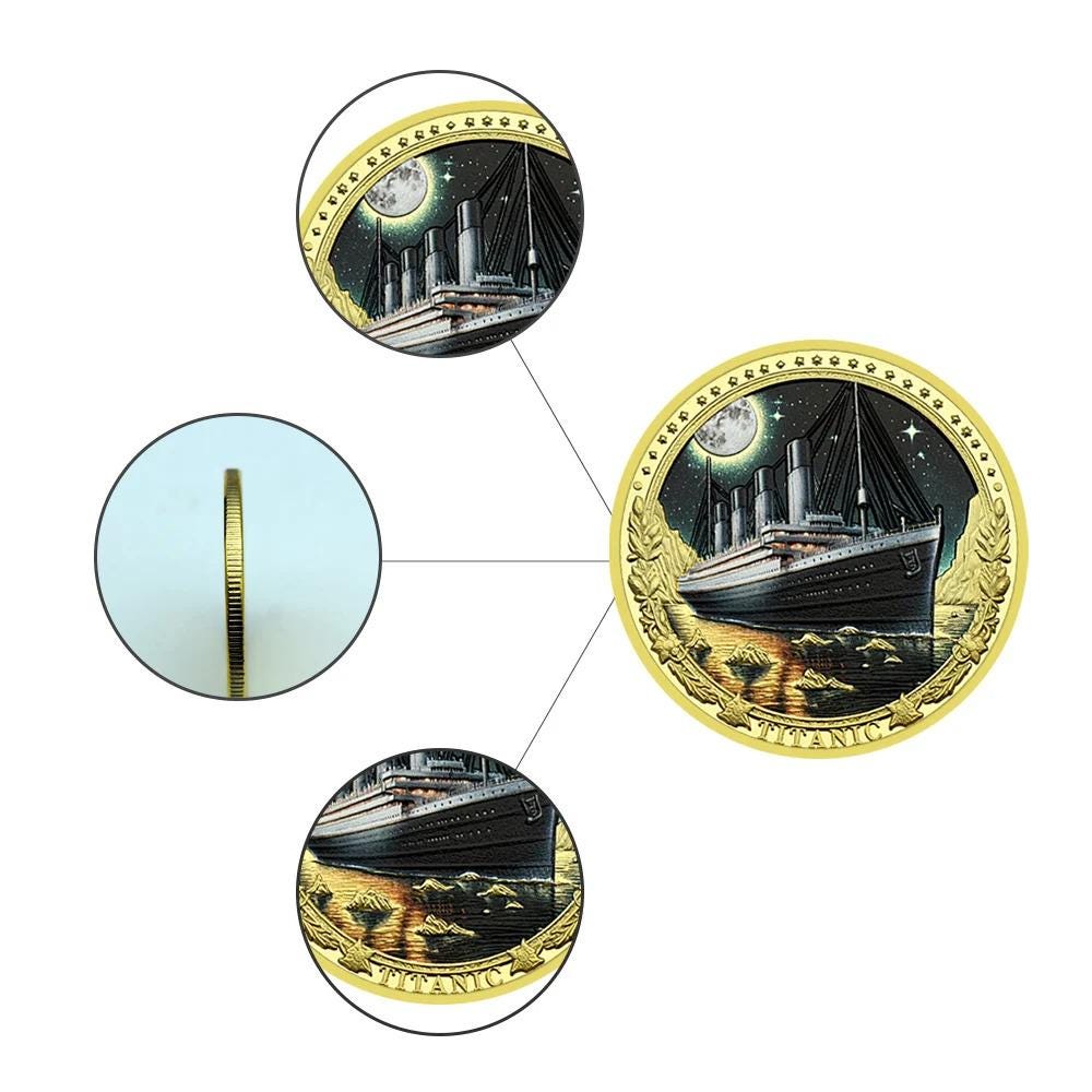 TITANIC ~ Stunning Color and .9999 Gold Layered Commemorative FANTASY Coin ~ In Special Capsule - Challenge Coin