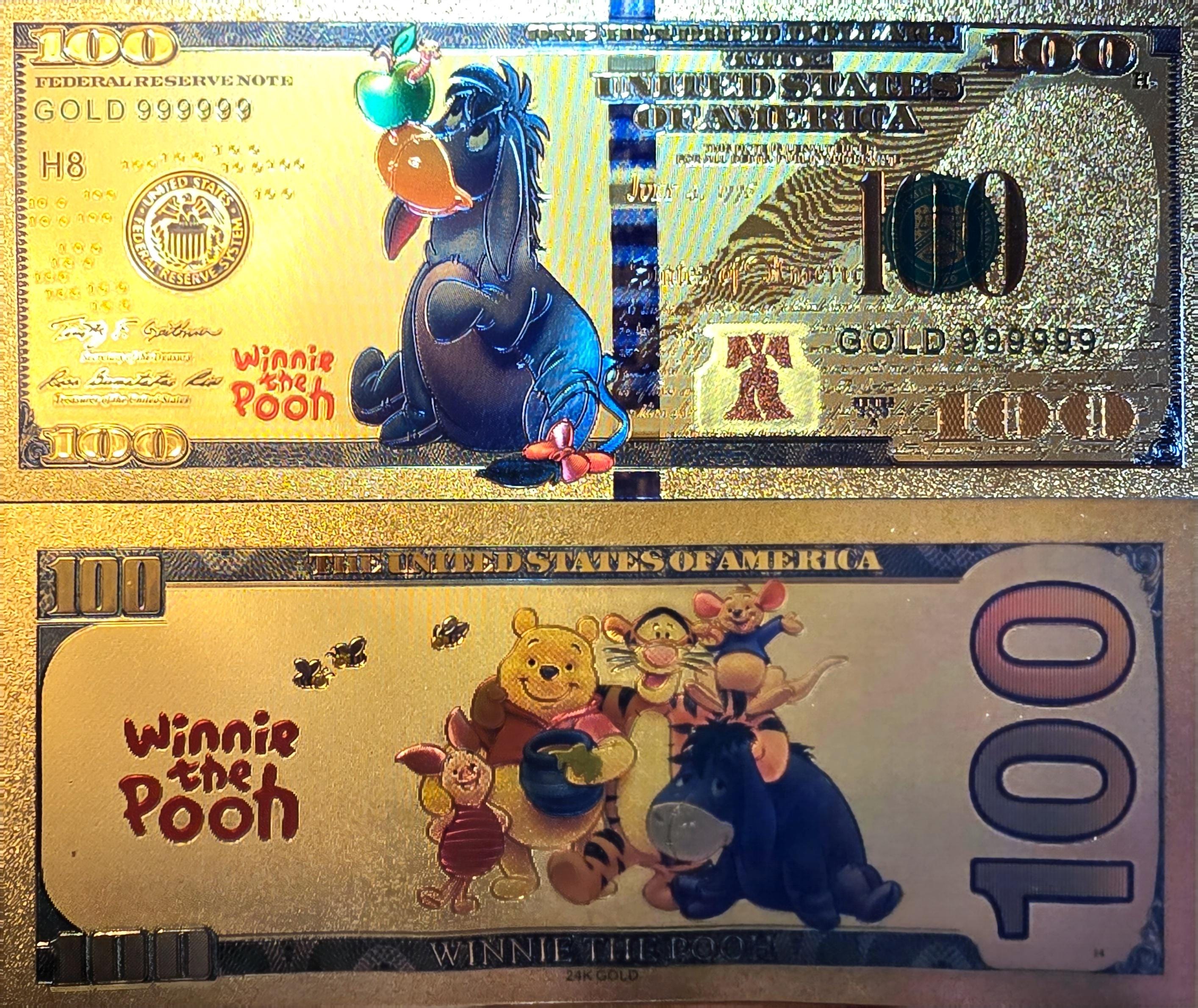 EEYORE from Winnie The Pooh; .9999 GOLD FOiL 100 Note; Comes in a collector display holder