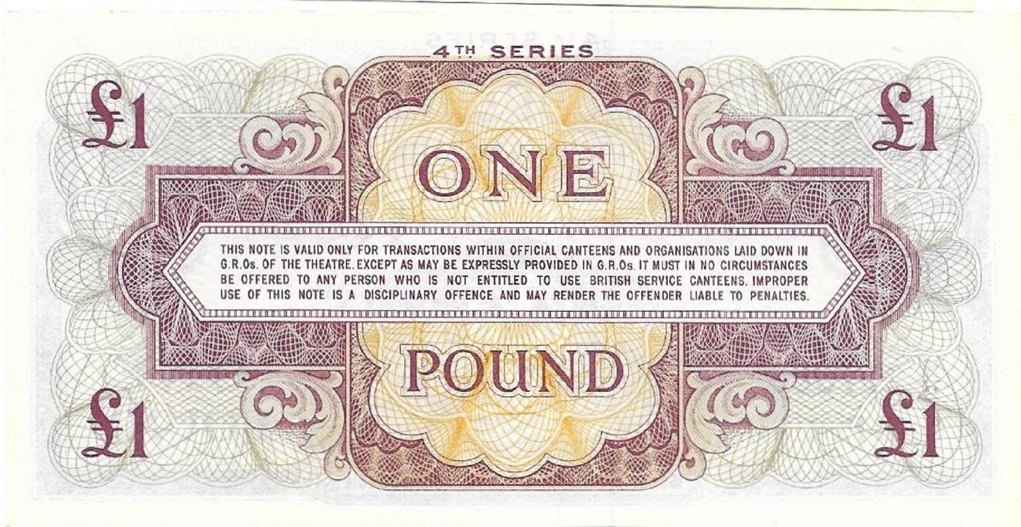 BRITISH Armed Forces MILITARY Certificate, 1 Pound, PM-36, Uncirculated, 1962
